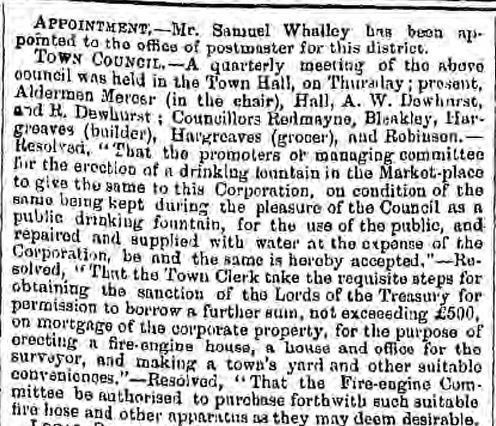 1865-04-22  fountain and fire engine house . Preston Chronicle